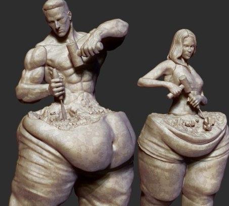 woman and man self sculpt body