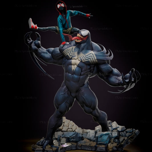 Spiderman Miles Morales and Venom